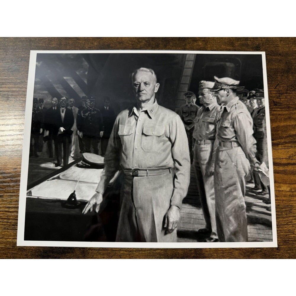 WWII Admiral Chester Nimitz USS Missouri Surrender Tokyo Bay 1945 Photo